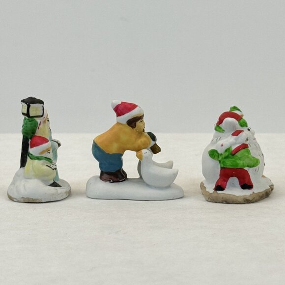 Vintage Christmas Village Accessories Ceramic Trees Children Figurines Set 7 pcs - Picture 10 of 16